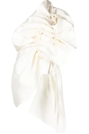 KIMHEKIM Asymmetric gathered pearl-detail blouse