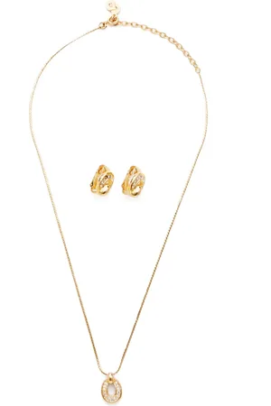 Dior Rhinestone-embellished clip-on earrings set