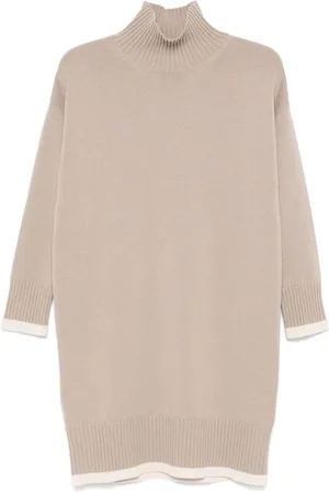 LORENA ANTONIAZZI Stripe-trim knitted dress