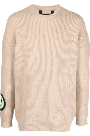 BARROW Distressed intarsia-knit logo jumper