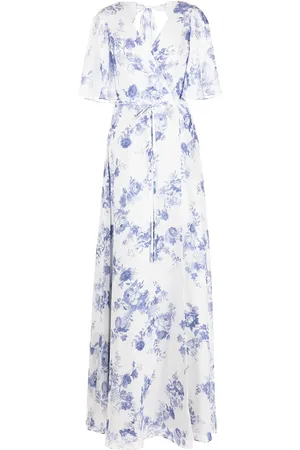 Marchesa Notte Floral-print wrapped maxi dress
