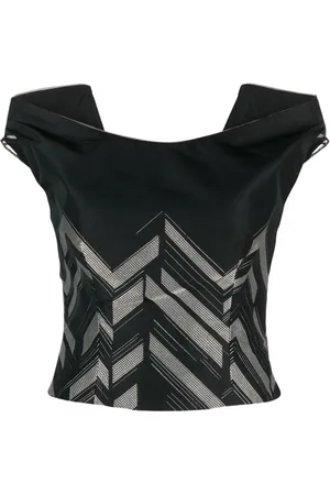 GEMY MAALOUF V-back chevron-pattern top