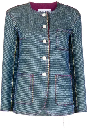CHANEL Frayed collarless jacquard jacket