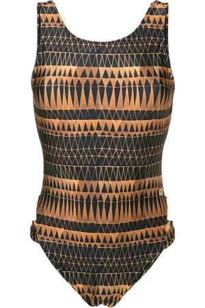 Brigitte Graphic-print open back swimsuit