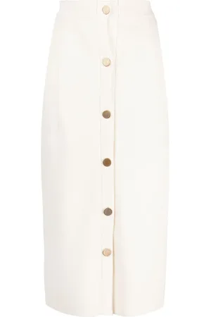 N.PEAL Organic cashmere buttoned skirt
