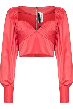 ROTATE Deep V-neck ruched blouse