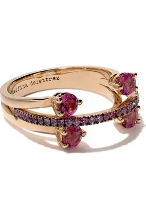 DELFINA DELETTREZ 18kt rose gold, tourmaline and sapphire Linked Dots ring