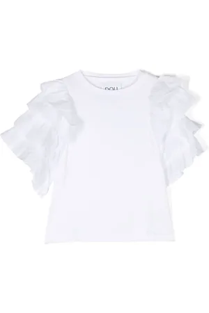 DOUUOD KIDS Ruffled-detail cotton T-shirt