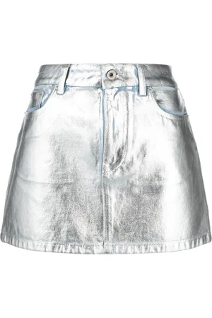 Paco rabanne Metallic denim miniskirt