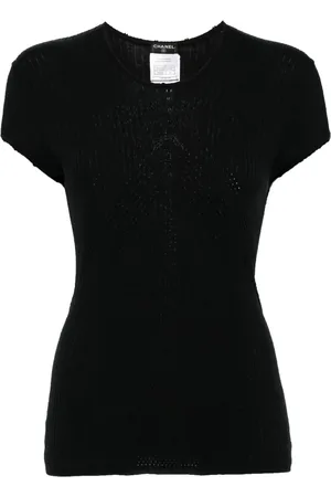 CHANEL 2004 CC pointelle-knit top