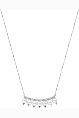 Tasaki 18kt white gold Collection Line Danger plus diamond pavé necklace
