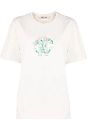 Roberto Cavalli Embellished logo stretch-cotton T-shirt