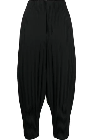 Issey Miyake Plissé cropped drop-crotch trousers