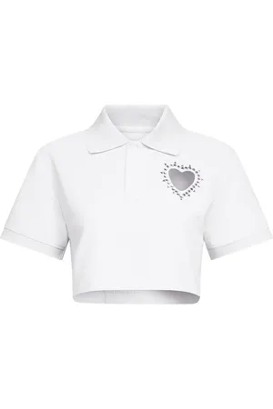 AREA Crystal-embellished cropped polo