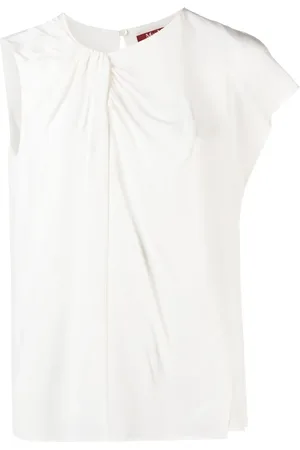 Max Mara Asymmetric-sleeve silk T-shirt