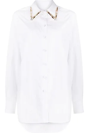 AREA Crystal-embellished cotton shirt
