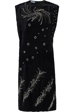 Prada Embroidered georgette sleeveless dress