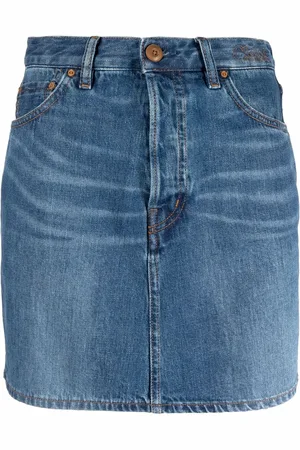 Chloé Embroidered-logo denim skirt