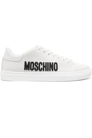 Moschino Logo-embossed lace-up leather sneakers