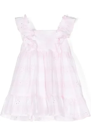 PATACHOU Broderie-anglaise check-pattern cotton dress