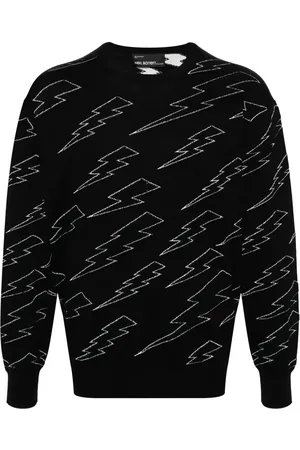 Neil Barrett Thunderbolt-intarsia cotton jumper