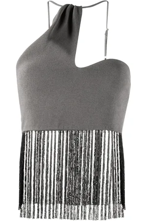Nanushka Asymmetric fringed-edge top