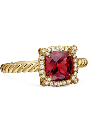 David Yurman 18kt yellow Petite Chatelaine garnet and diamond ring (7mm)