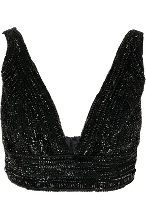 Elisabetta Franchi Bead-embellished cropped tank top