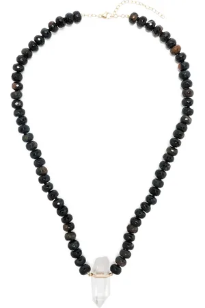 JIA JIA 14kt yellow gold tiger eye and quartz beaded necklace