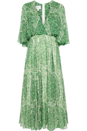 Giambattista Valli Botanical-print silk midi dress