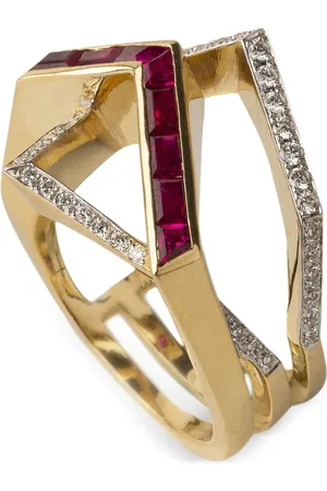 GAËLLE 18kt yellow Figure Particulière diamond and ruby ring