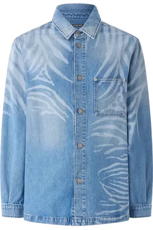 Roberto Cavalli Animal-print denim shirt
