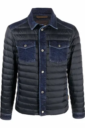 MOORER Denim-detail padded jacket