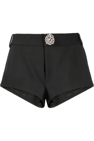AREA Crystal-embellished virgin wool mini shorts