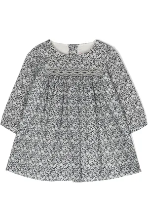 BONPOINT Floral-print round-neck smocked dress
