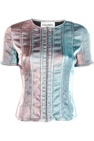 CHANEL 2010s lamé short-sleeved top