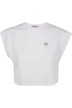 Twin-Set Cap-sleeve cropped top