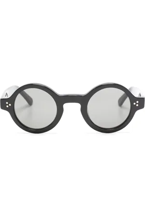 LESCA Logo-print round-frame sunglasses