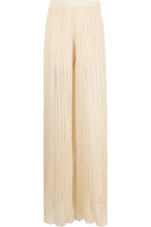 Alberta Ferretti Semi-sheer pleated silk trousers