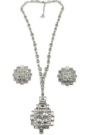 Dior 1970s Art Deco pendant necklace & earrings