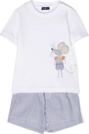 Il gufo Graphic-print cotton shorts set