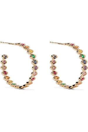 Sydney Evan 14kt yellow multi-stone hoop earrings