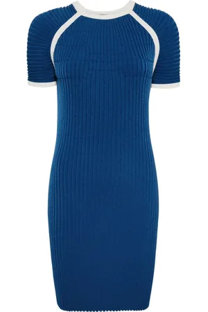 CHANEL 2000s ribbed-knit short-sleeved dress
