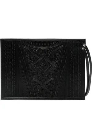 RIER Debossed-finish leather messenger bag