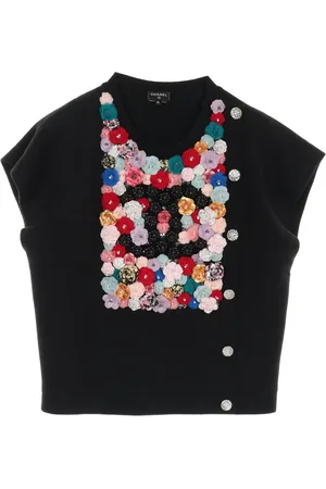 CHANEL 1986-1988 CC Camellia T-shirt