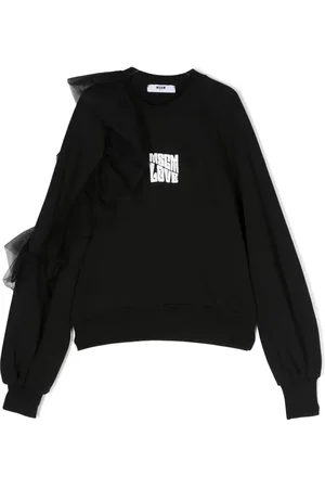 Msgm Ruffle-detail logo-print sweatshirt