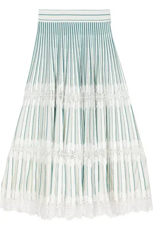 Elie saab Lace-detail pleated midi skirt