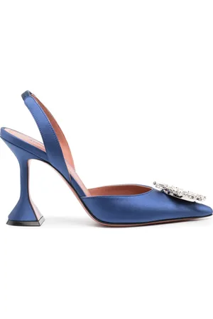 Amina Muaddi Begum 95mm crystal-brooch satin pumps