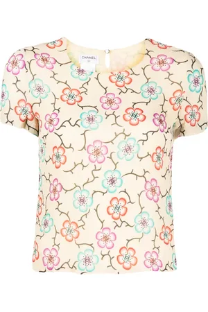 CHANEL 2001 CC floral-print T-shirt