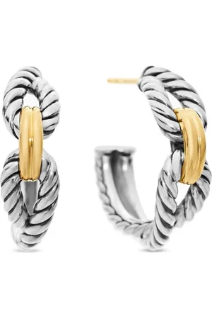 David Yurman 18kt yellow gold and sterling Cable Loop hoop earrings (22mm)